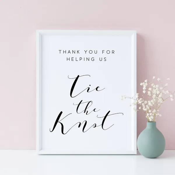 Tie The Knot Wedding Sign, Thank You Art Print