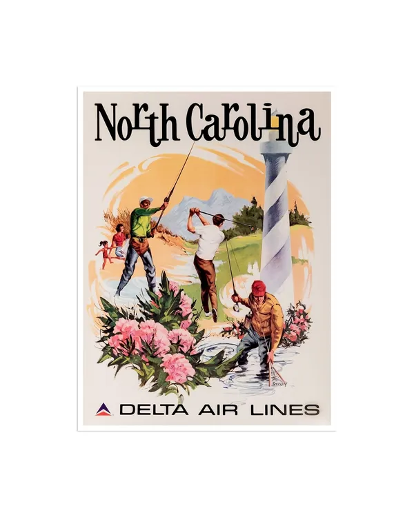 North Carolina Vintage Travel Poster, USA Print