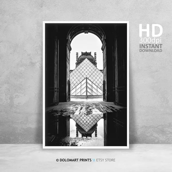 Paris Architecture Travel Poster, Black And White