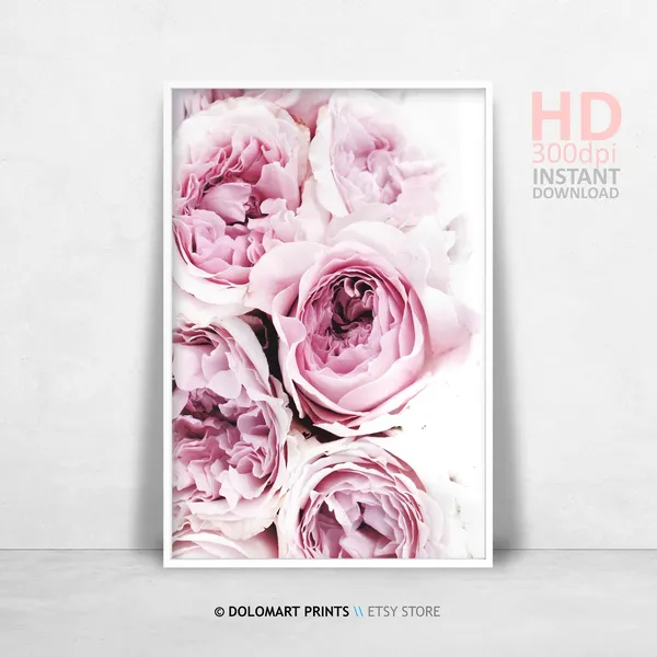 Pink Peonies, Rose Floral Room Decor Art Print