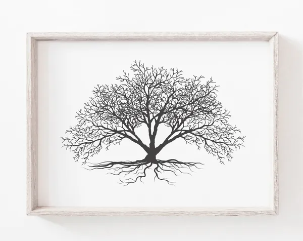 Minimalist Tree Wall Art Print, Black and White