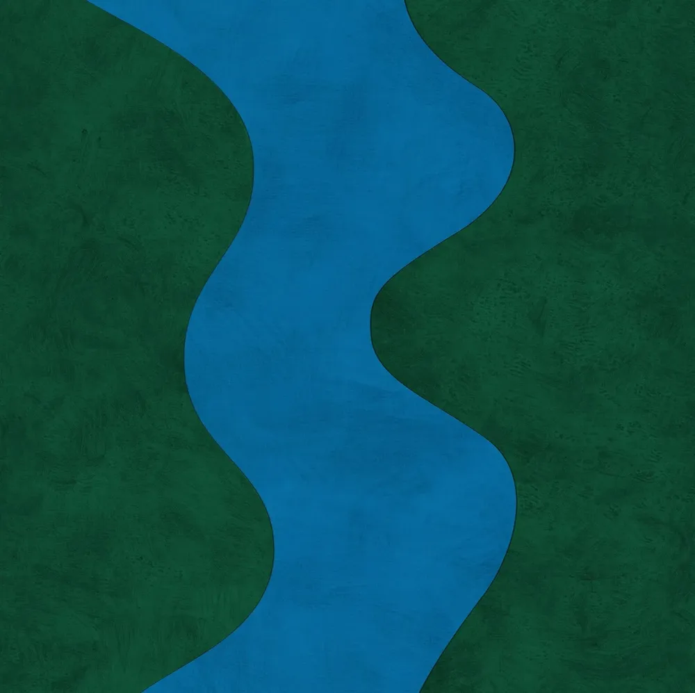 Blue And Green Abstract Print, Mid Modern Decor - Image 2