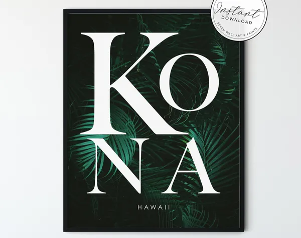 Kona Hawaii Travel Poster, Ocean & Beach Art Print