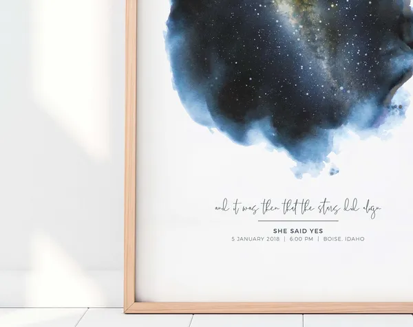 Star Map By Date, Celestial Watercolor Art Print