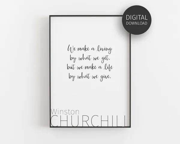 Churchill Quote Prints, Minimalist Typography Poster