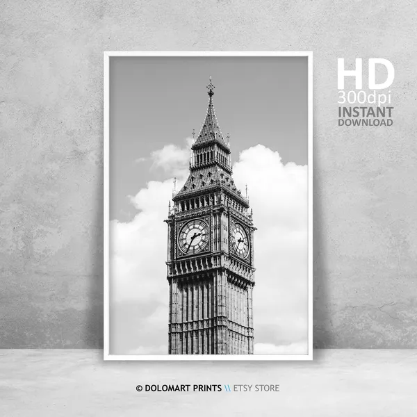 Big Ben Black And White Travel Poster, London