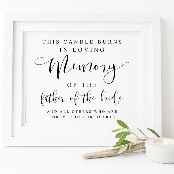 In Loving Memory Candle Burns Sign, Memorial Wedding