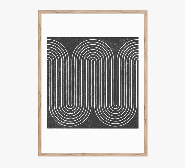 Curvy Lines Woodblock Art Print, Black and White