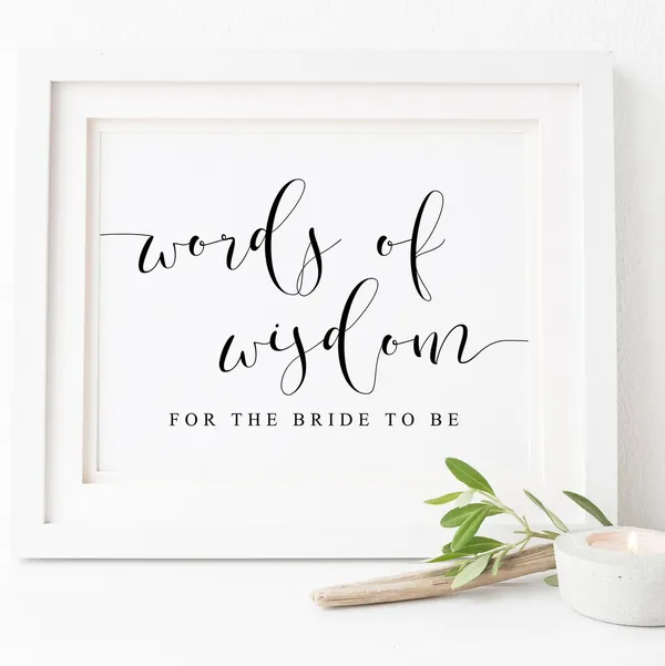 Words Of Wisdom For The Bride To Be Sign, Bridal Shower