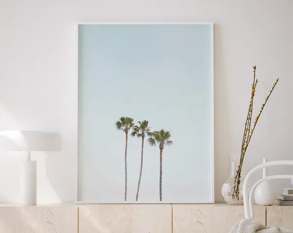 Minimalist Palm Leaf Art Print, Tropical Poster