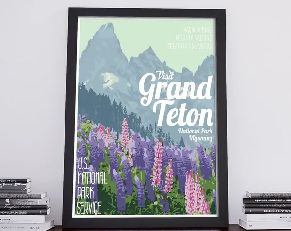 Grand Teton National Park Vintage Travel Poster, Wyoming