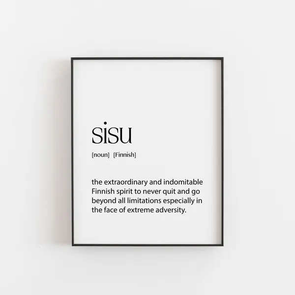 Sisu Definition Poster, Finnish Word Art Print