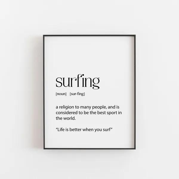 Surf Art Poster, Surfer Girl Definition Quote