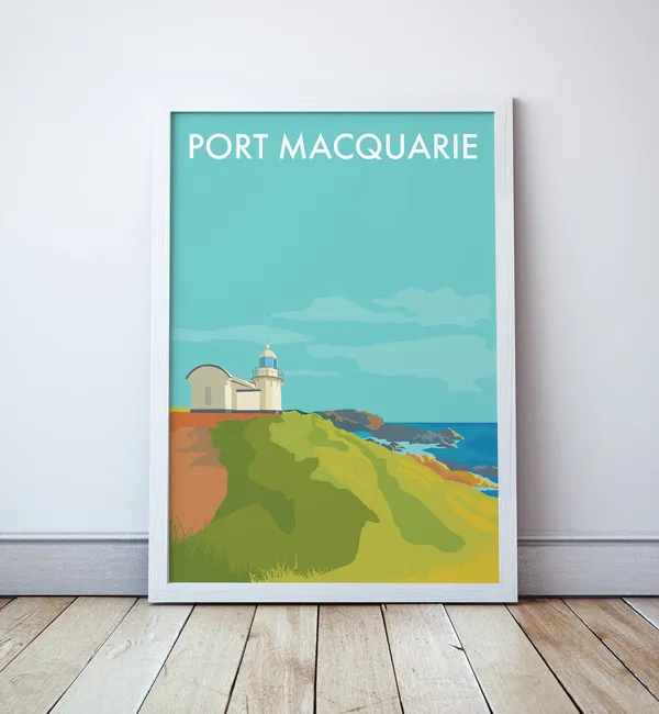 Port Macquarie Lighthouse Beach Vintage Travel Poster