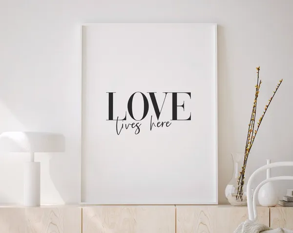Love Lives Here Sign, Valentine Wall Art Print