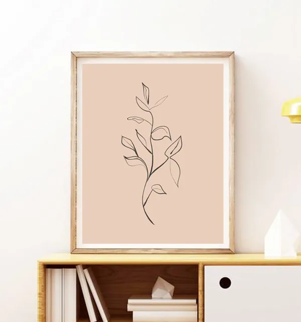 Neutral One Line Botanical Drawing Art Print