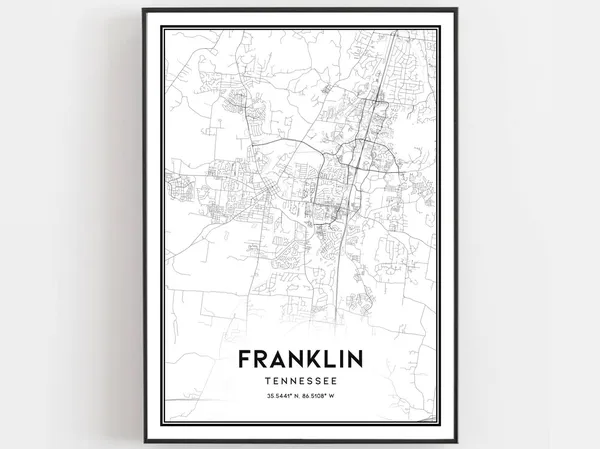 Franklin Map Poster, Tennessee Street Decor