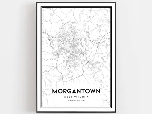 Morgantown Map Poster Print, West Virginia