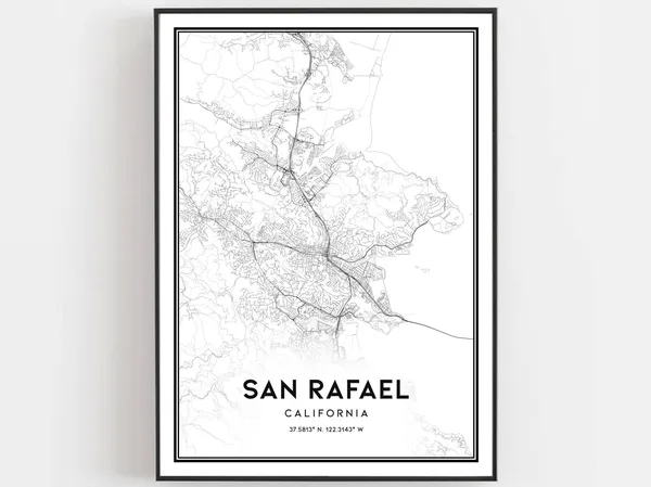 San Rafael Map Poster Print, City Street Decor