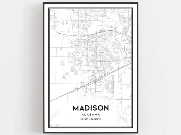 Madison Map Poster, Alabama Street Decor