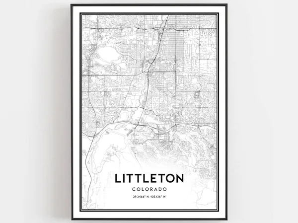 Littleton Colorado Map Art Print, City Street Art