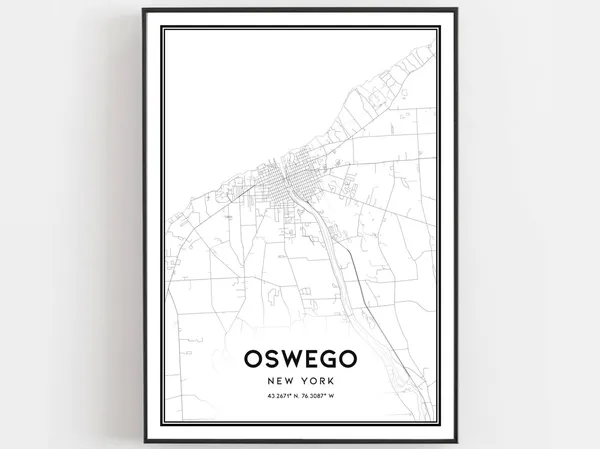 Oswego Map Poster, New York Street Decor