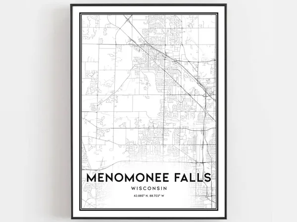 Menomonee Falls Map Poster, Wisconsin Street Decor