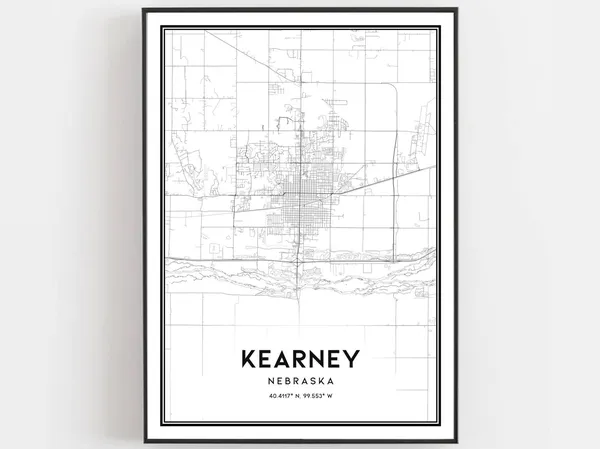 Kearney Map Print, Nebraska Street Decor Poster
