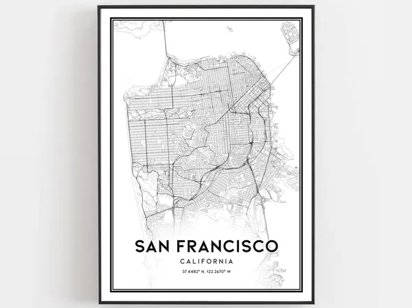 San Francisco Map Poster Print, City Street Decor