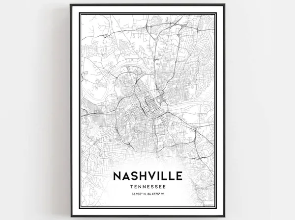 Nashville Map Poster, Tennessee City Street Decor