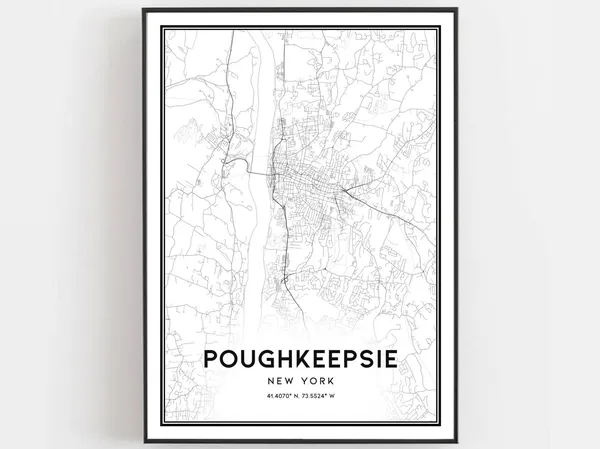 Poughkeepsie Map Poster Print, New York Street Decor