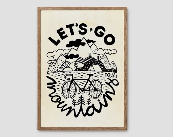 Bicycle Art Print, Outdoor Cyclists Poster