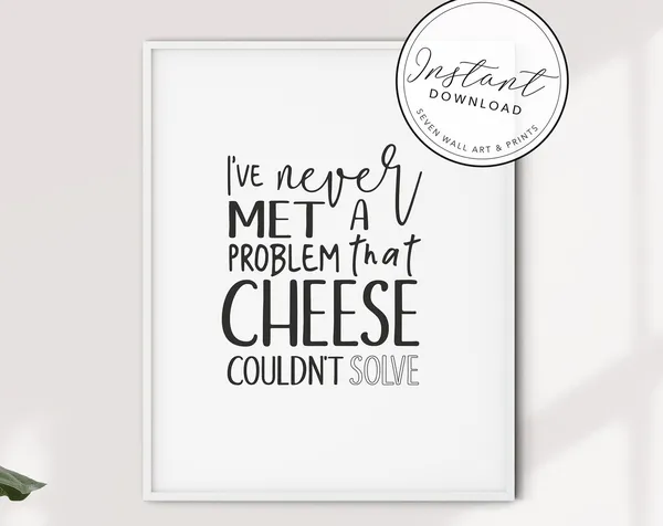 Love Cheese Typographic Kitchen Wall Art Print