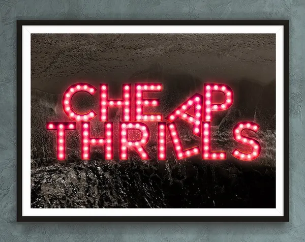 Cheap Thrills Neon Sign Art Print, Ocean Photography
