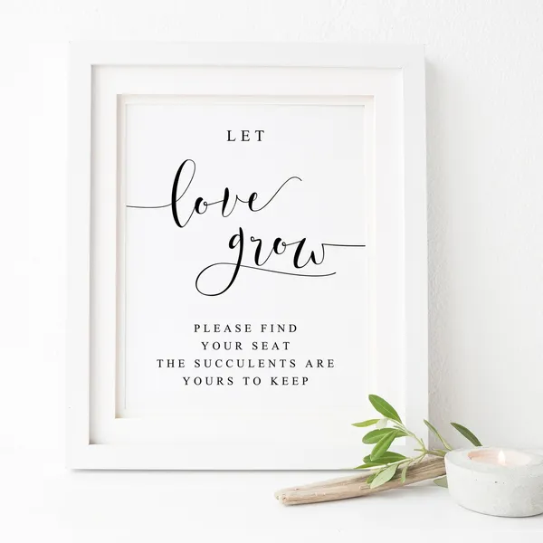 Let Love Grow Wedding Succulents Sign Art Print