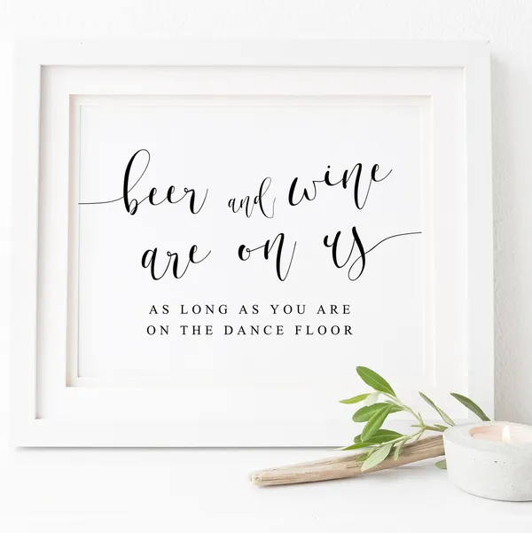 Beer and Wine Wedding Bar Sign, Cheers Art Print