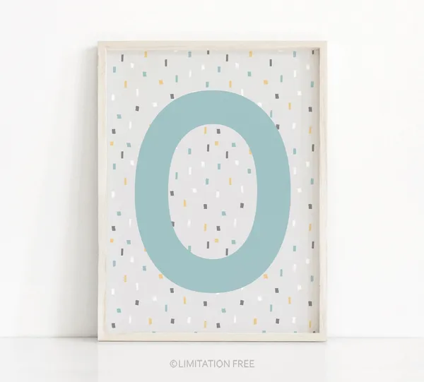 Name Initial Letter Nursery Kids Wall Art Print