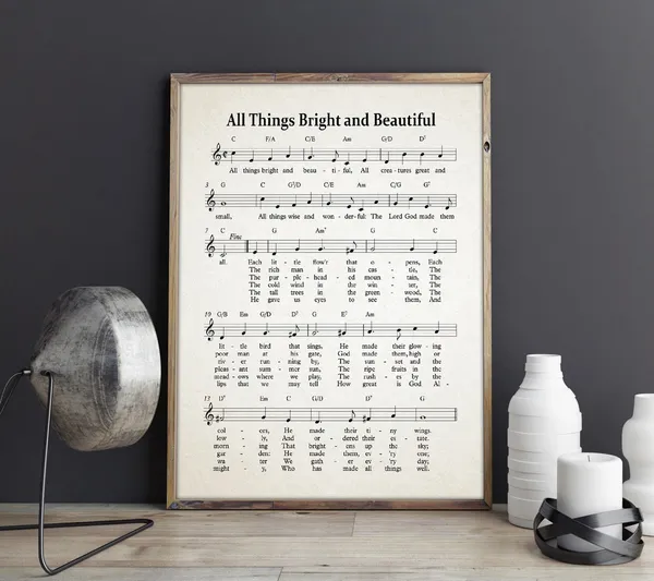 All Things Bright And Beautiful Hymn Sheet Music Poster