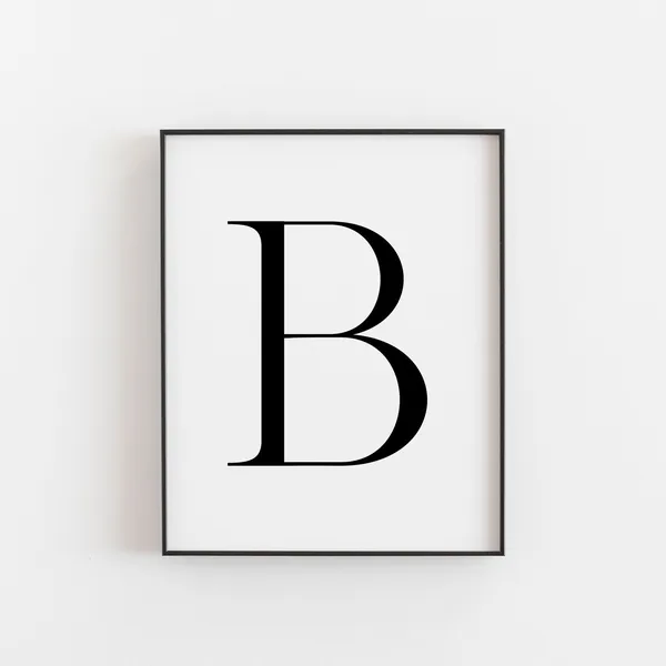 Capital B Minimalist Poster Print, Modern Wall Decor