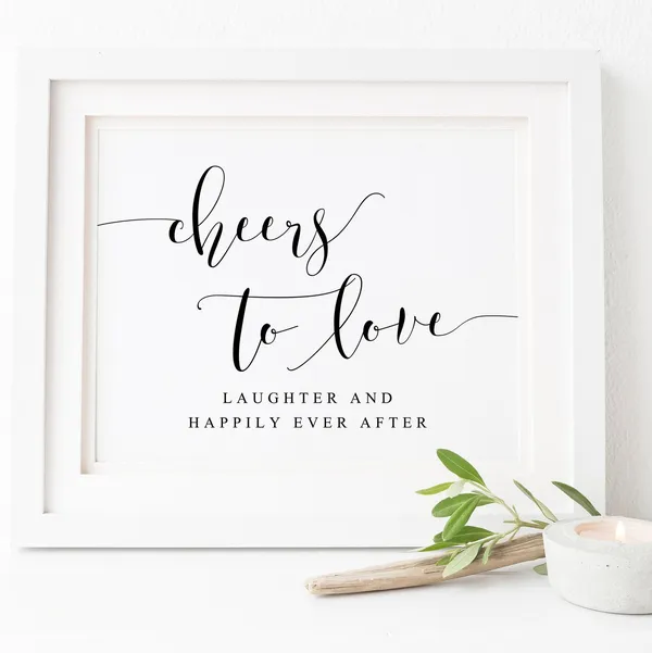 Cheers Sign Wedding Open Bar Bar Sign Art Print