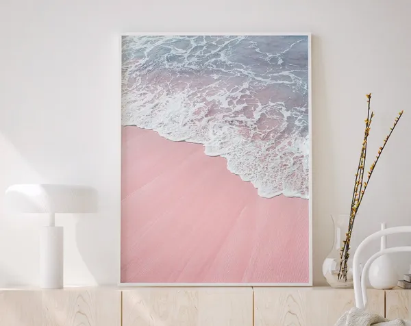 Beach Pink Art Coastal Photography Wall Art Print