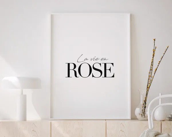 La Vie En Rose French Quote Typography Art Print
