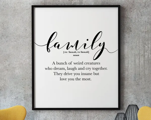 Family Quotes Word Definition Holiday Art Print