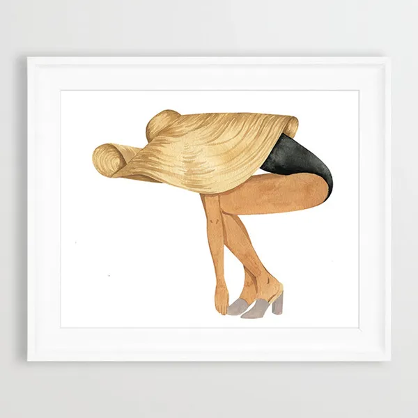 Custom Skin Tone Fashion Art Print, Floppy Hat Lady