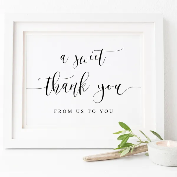 Sweet Thank You Wedding Dessert Table Sign, Art Print