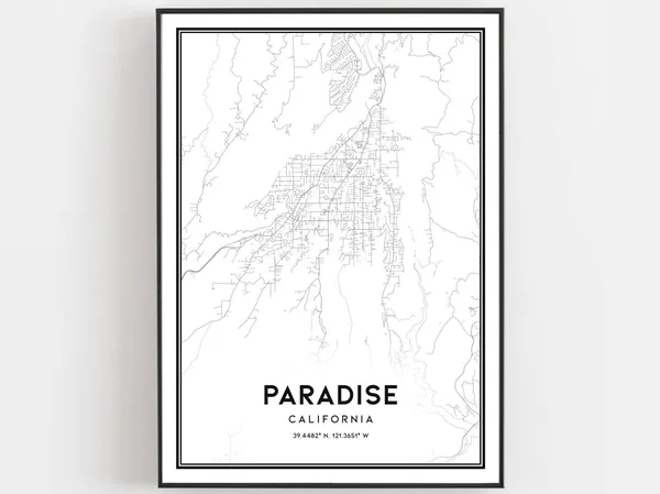 Paradise Map Art Print, City Street Decor
