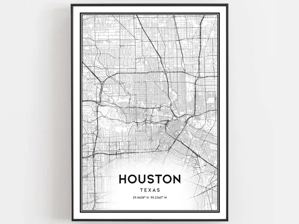 Houston Map Poster Print, Texas Street Decor
