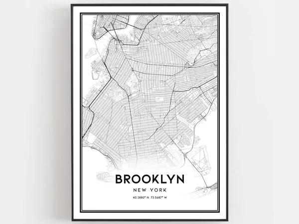 Brooklyn Map Print Poster, New York Travel Decor