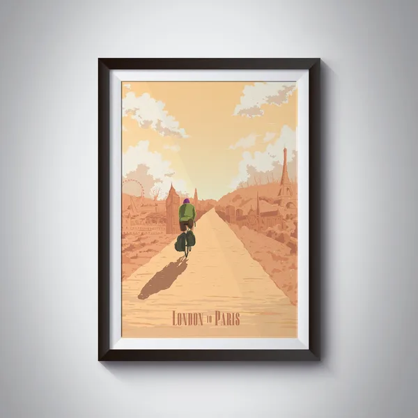 London to Paris Cycling Travel Poster, Avenue Verte