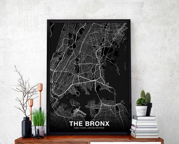 The Bronx New York Map Poster, Modern Home Decor